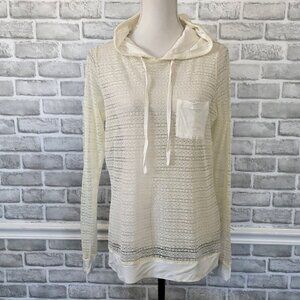 Downeast Sheer Lace Pullover Hoodie Boho Festival Cottage Feminine Large